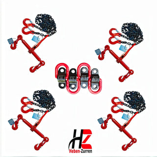 Zurrketten 2-teilig Sets GK8 mit mehreren Spannketten für Ladungssicherung mit Anschlagpunkt 1120kg schraubbar