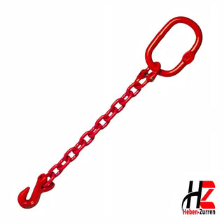 Forstkette 8mm GK8 rot lackiert mit Aufhängering und Verkürzungshaken, EN 818-2 geprüft, Made in Germany