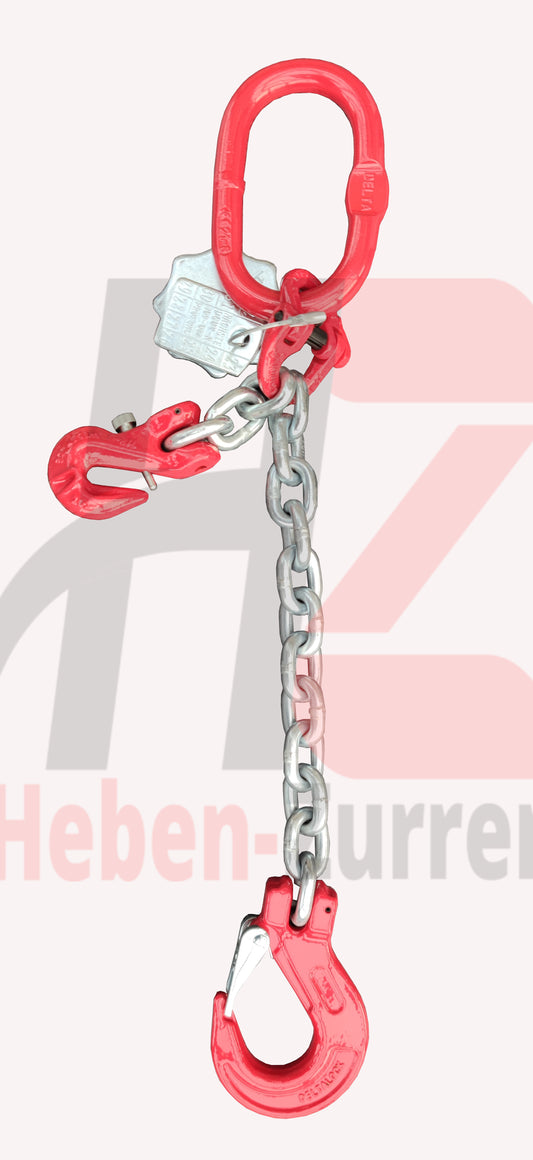 1-strengs kettingband volgens EN 818-4 16 mm gegalvaniseerde ketting H-gestempeld kwaliteitsklasse 8