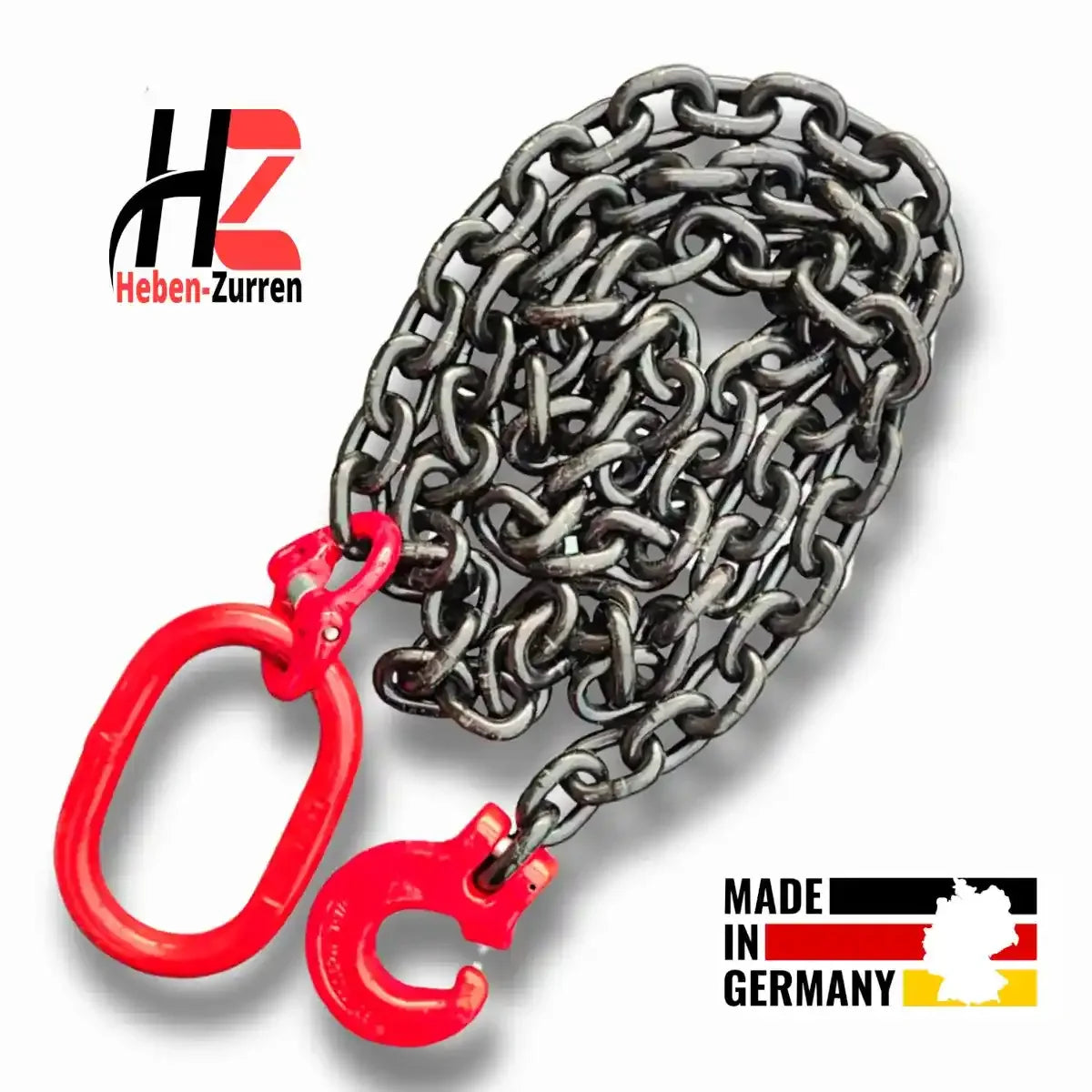 Jumbo-Shop Forstkette Schleifkette 6 Mm – 1 M Rückekette Set, Tragfähigkeit 1120 Kg, Güteklasse 8