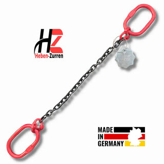 1-Strang Anschlagkette mit Aufhängering oben und unten schwarz GK8 - Kettengeh änge nach EN 818-4 - Made in Hamburg