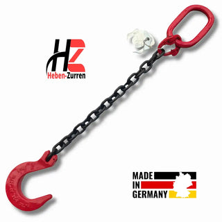 1-Strang Anschlagkette Weitmaulhaken Gießereihaken schwarz GK8 EN 818-4