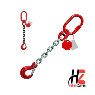 1-Strang Kettengehänge 6-13mm mit Lasthaken GK8 schwarz lackiert oder verzinkt