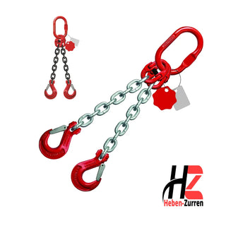 2-Strang Kettengehänge Anschlagketten mit Lasthaken GK8 nach EN 818-4 schwarz lackiert oder verzinkt
