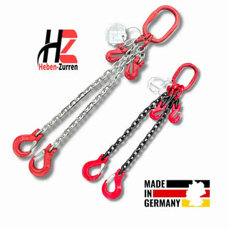 2-Strang Kettengehänge Anschlagketten mit Lasthaken GK8 nach EN 818-4 schwarz lackiert oder verzinkt