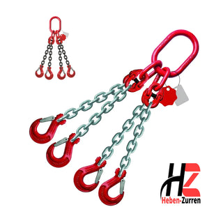 4-Strang Kettengehänge Anschlagkette mit Lasthaken GK8 nach EN818-4 schwarz lackiert oder verzinkt