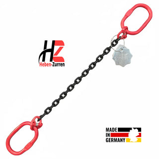 1-Strang Anschlagkette mit Aufhängering oben und unten schwarz GK8 - Kettengeh änge nach EN 818-4 - Made in Hamburg