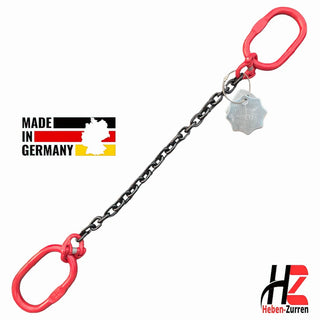 1-Strang Anschlagkette mit Aufhängering oben und unten schwarz GK8 - Kettengeh änge nach EN 818-4 - Made in Hamburg
