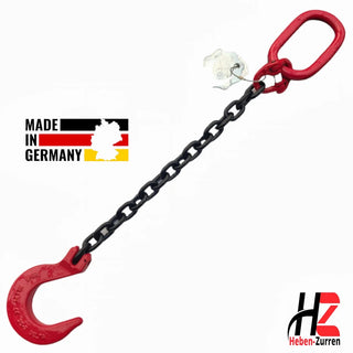 1-Strang Anschlagkette Weitmaulhaken Gießereihaken schwarz GK8 EN 818-4