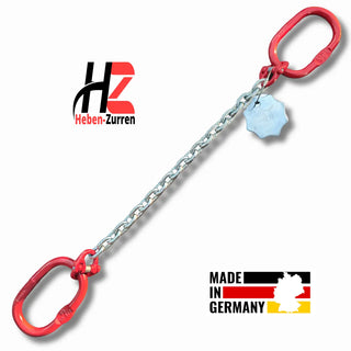 1-Strang Anschlagkette mit Aufhängering oben und unten verzinkt GK8 - Kettengehänge nach EN 818-4 - Made in Hamburg