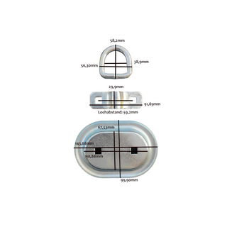 2 Stück Zurrmulde zum Einlassen oval Setpreis