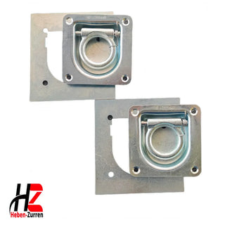 Zurrmulde rechteckig mit Gegenplatte und Federmechanik