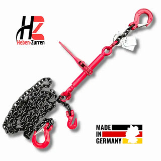 1-teilige Zurrkette GK8 mit fest verbundenem Spannmittel und Haken