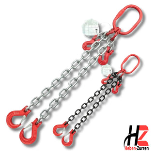 2-Strang Kettengehänge Anschlagketten mit Lasthaken GK8 nach EN 818-4 schwarz lackiert oder verzinkt