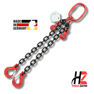 2-Strang Anschlagkette Kettengehänge mit Lasthaken GK8 EN 818-4 schwarz lackiert