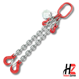 2-Strang Anschlagkette Kettengehänge mit Lasthaken GK8 EN 818-4 verzinkt