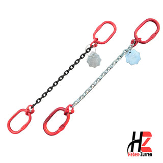 1-Strang Anschlagkette mit Aufhängering oben und unten schwarz oder verzinktGK8 - Kettengeh änge nach EN 818-4 - Made in Hamburg